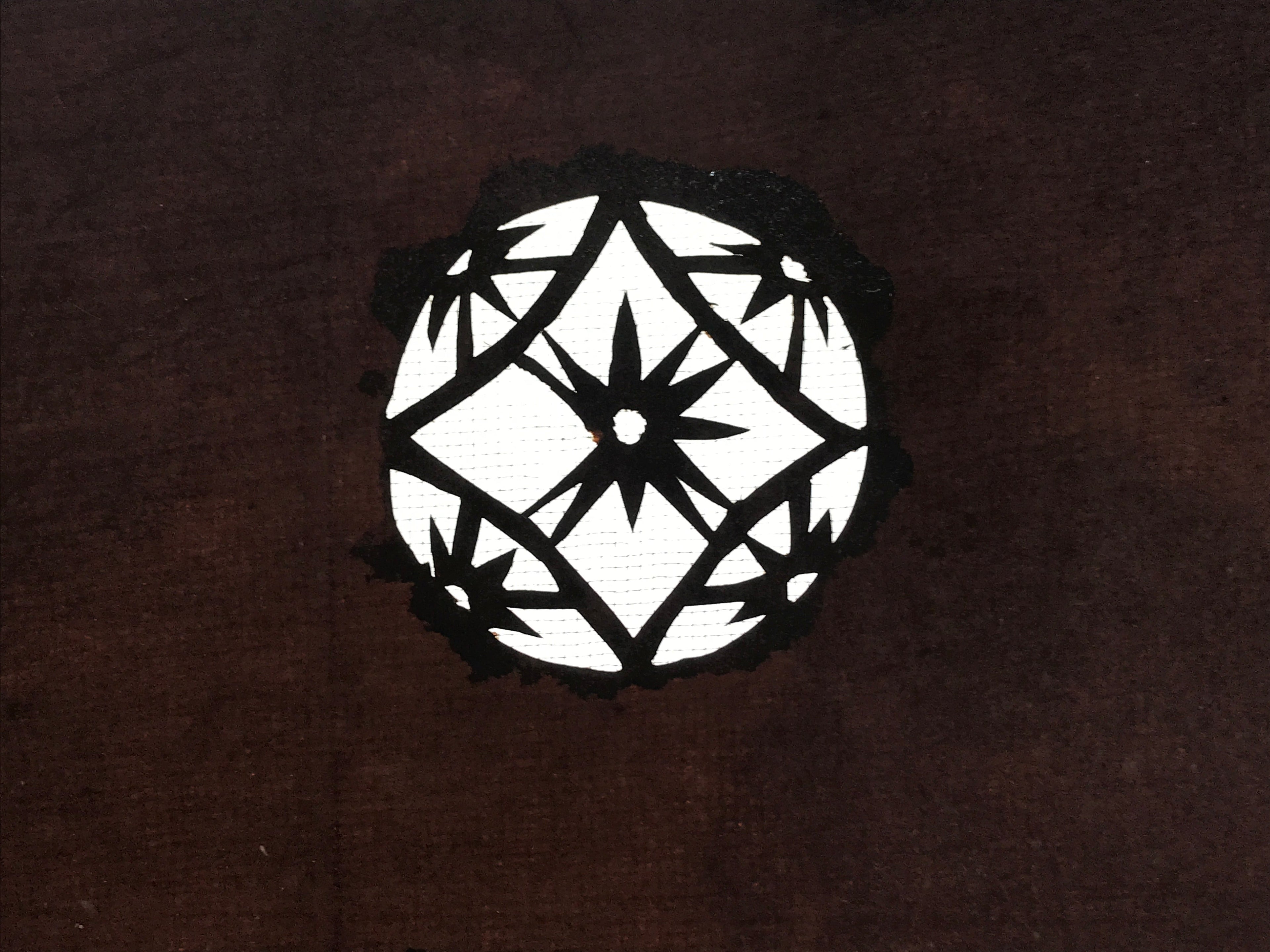 Antique Japanese Katagami Paper Kimono Stencil Katazome Temari Fabric Ball A664