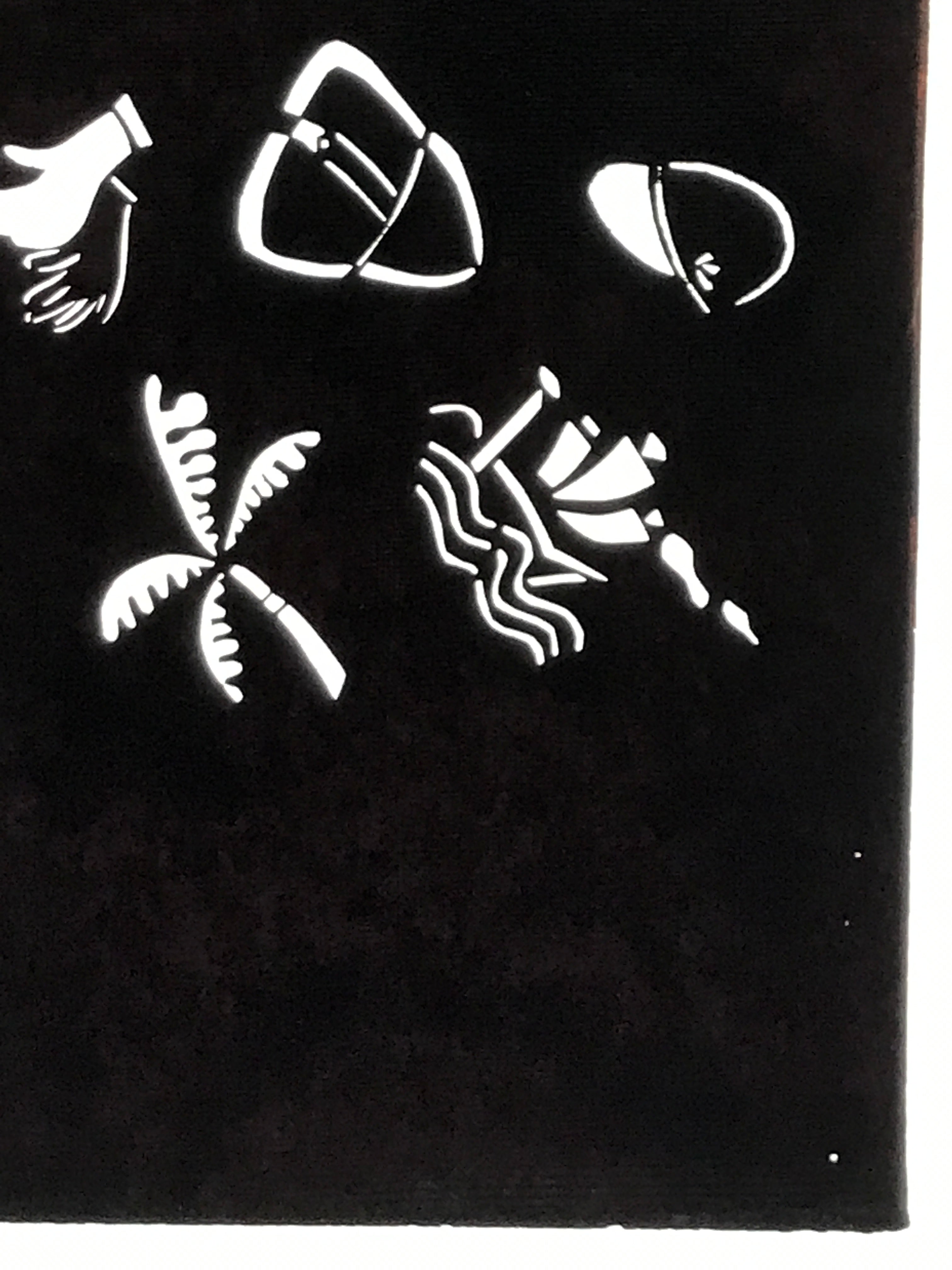 Antique Japanese Katagami Paper Kimono Stencil Katazome Travel Theme Design A802