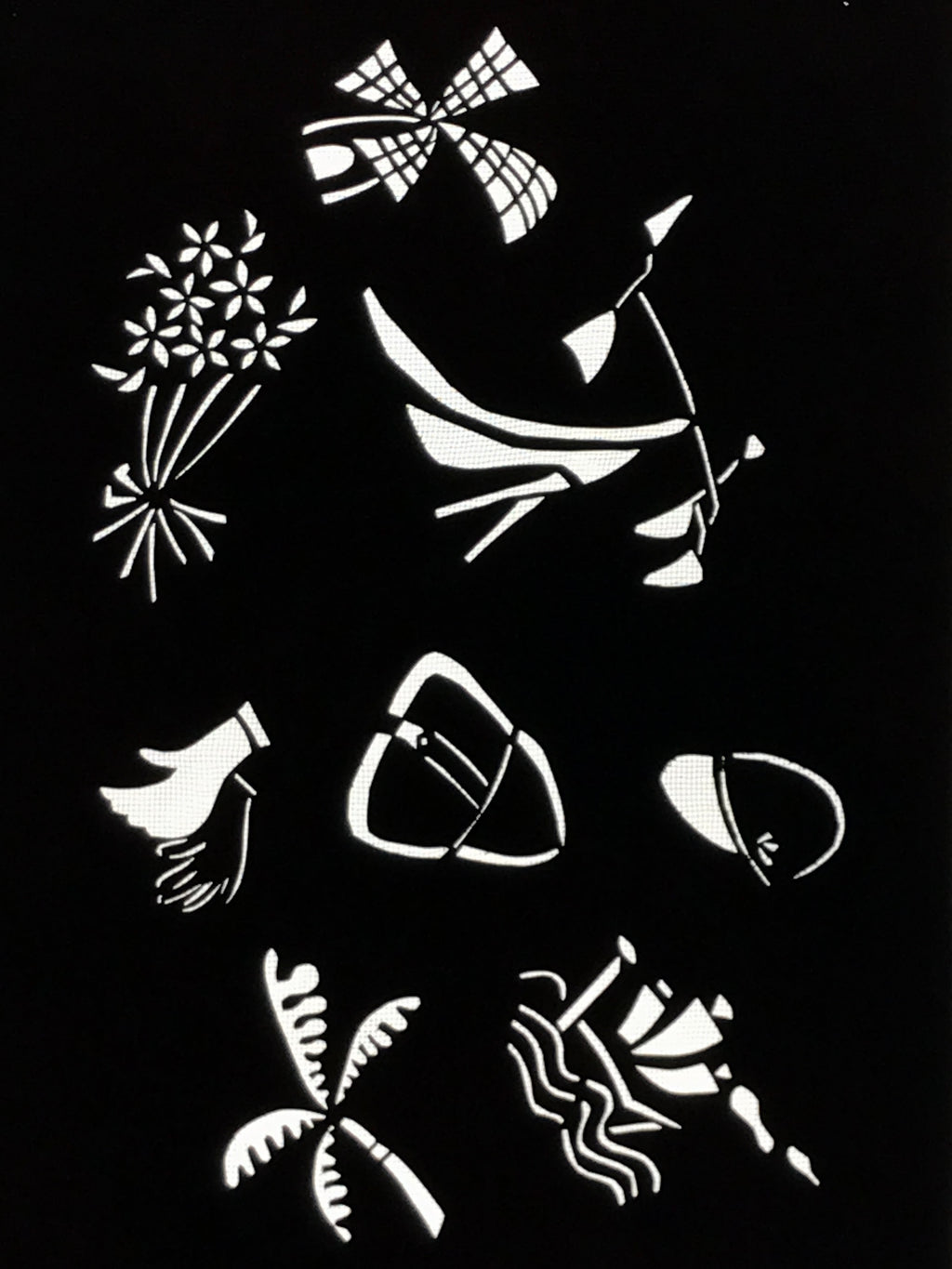 Antique Japanese Katagami Paper Kimono Stencil Katazome Travel Theme Design A802