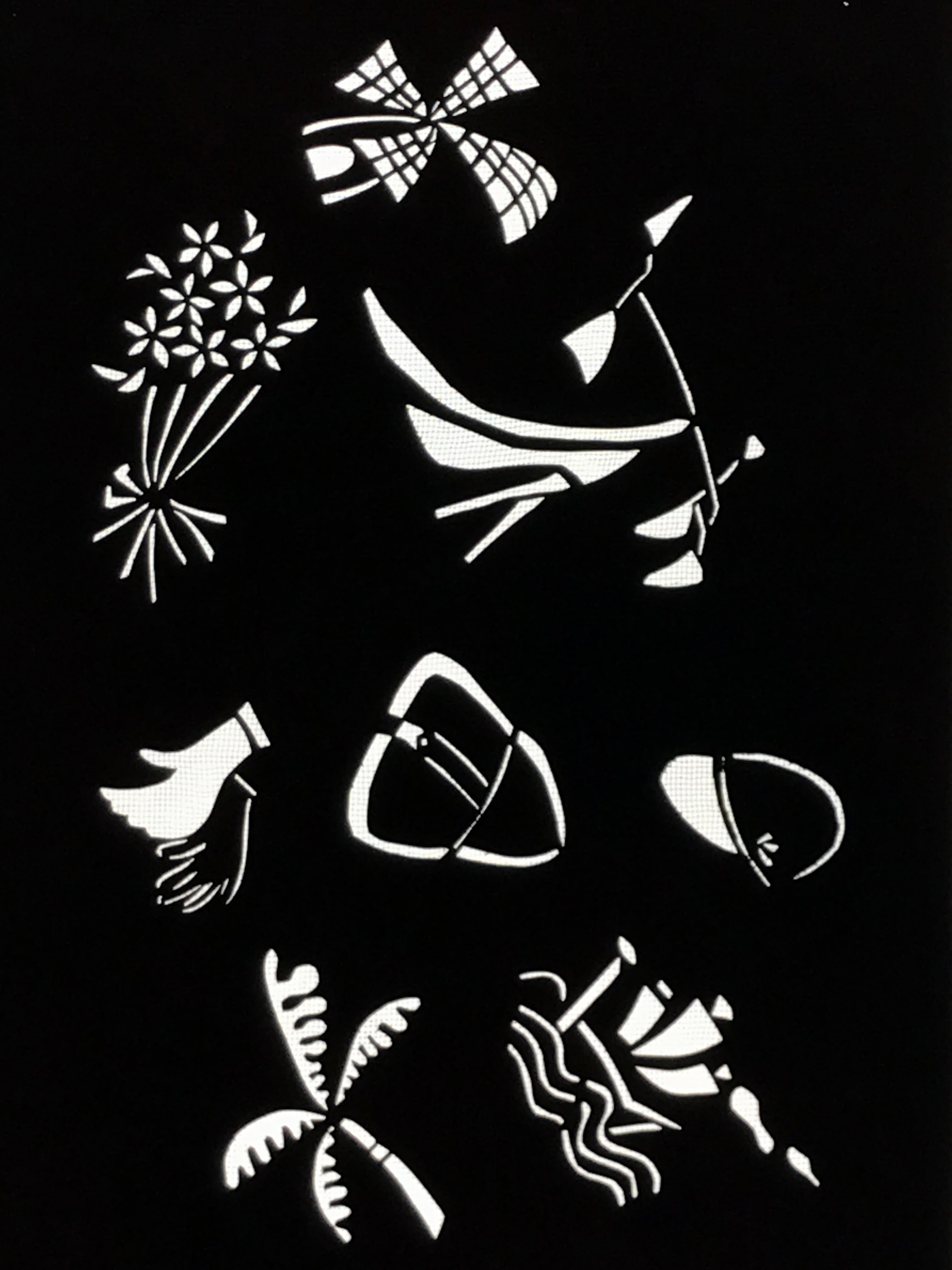 Antique Japanese Katagami Paper Kimono Stencil Katazome Travel Theme Design A802