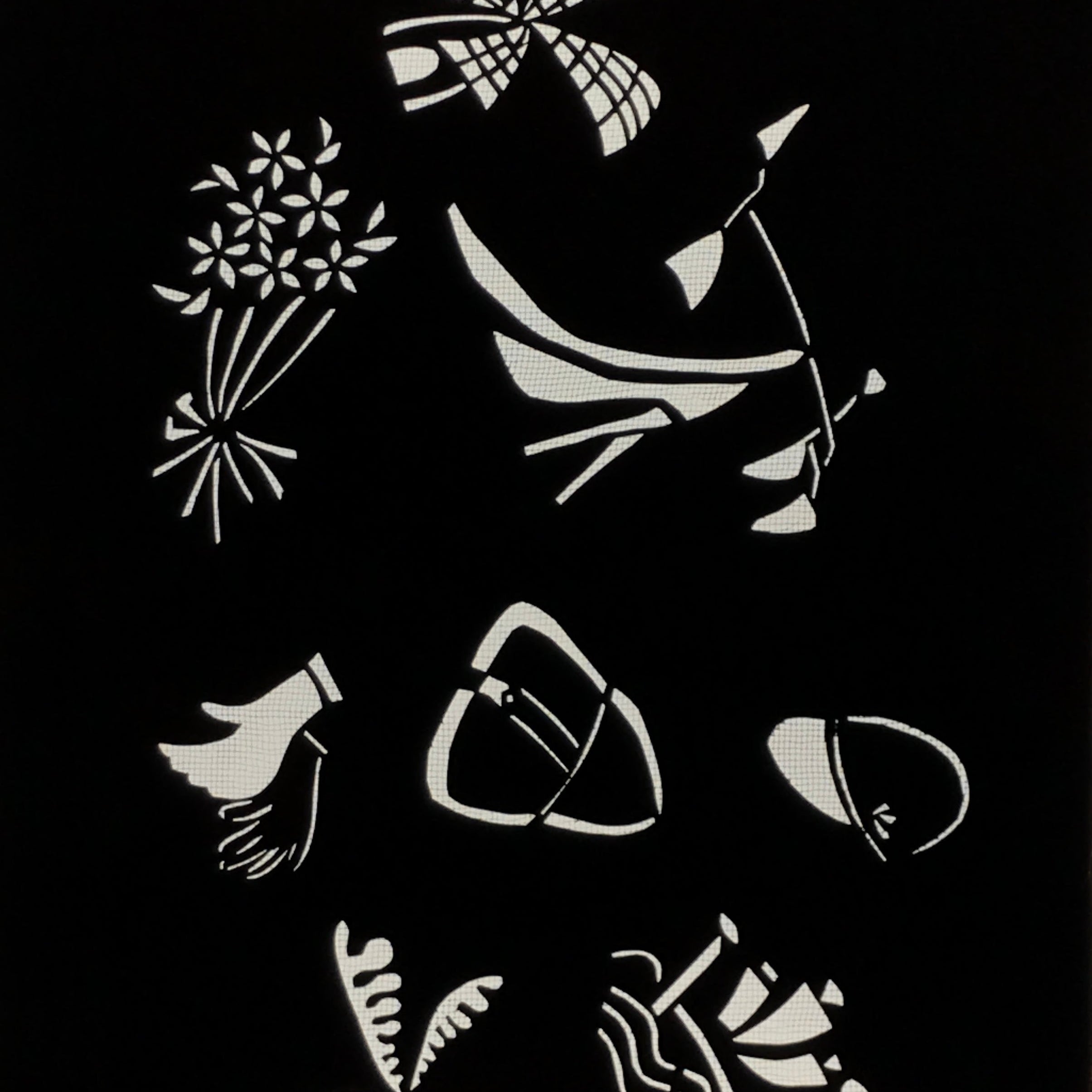 Antique Japanese Katagami Paper Kimono Stencil Katazome Travel Theme Design A802