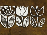 Antique Japanese Katagami Paper Kimono Stencil Katazome Tulip Flower Design A772