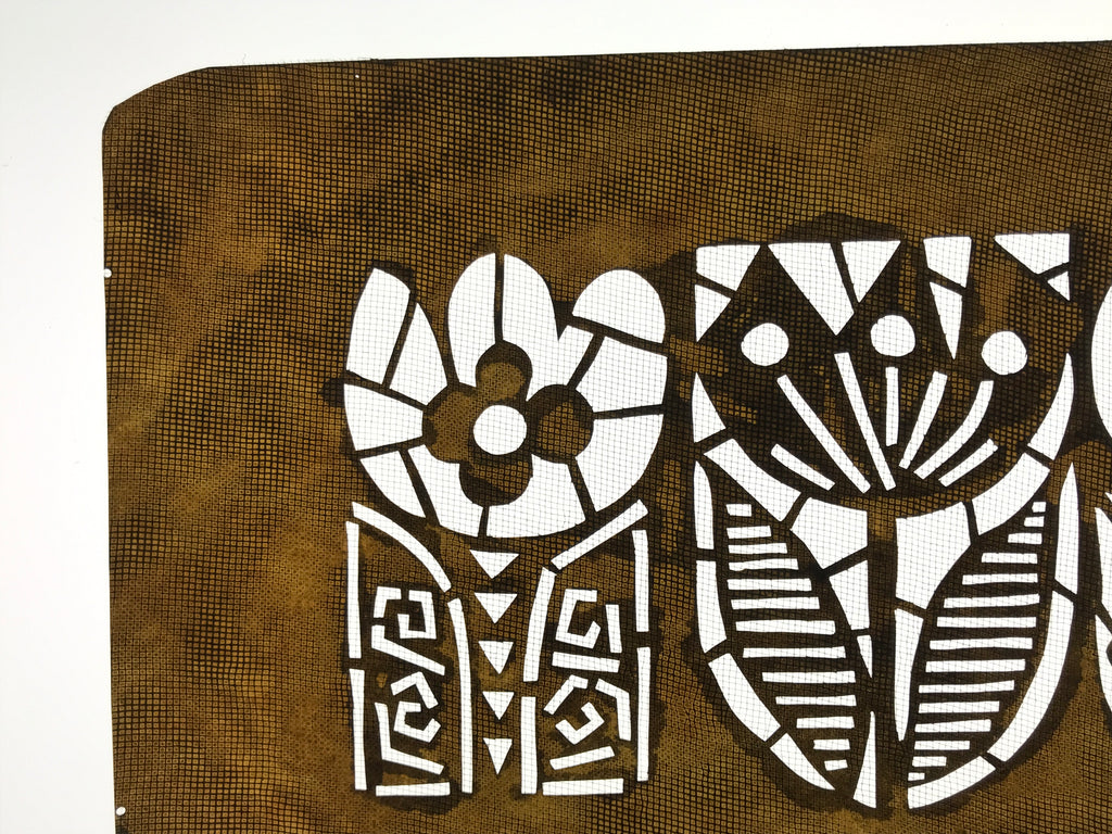 Antique Japanese Katagami Paper Kimono Stencil Katazome Tulip Flower Design A772