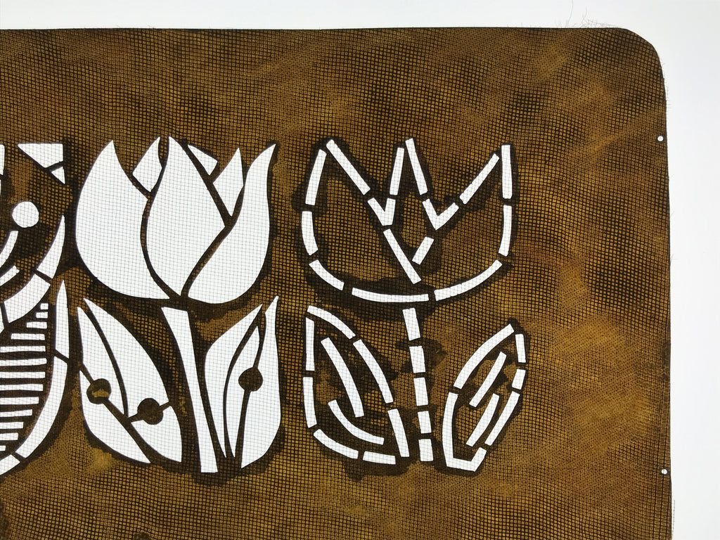 Antique Japanese Katagami Paper Kimono Stencil Katazome Tulip Flower Design A772