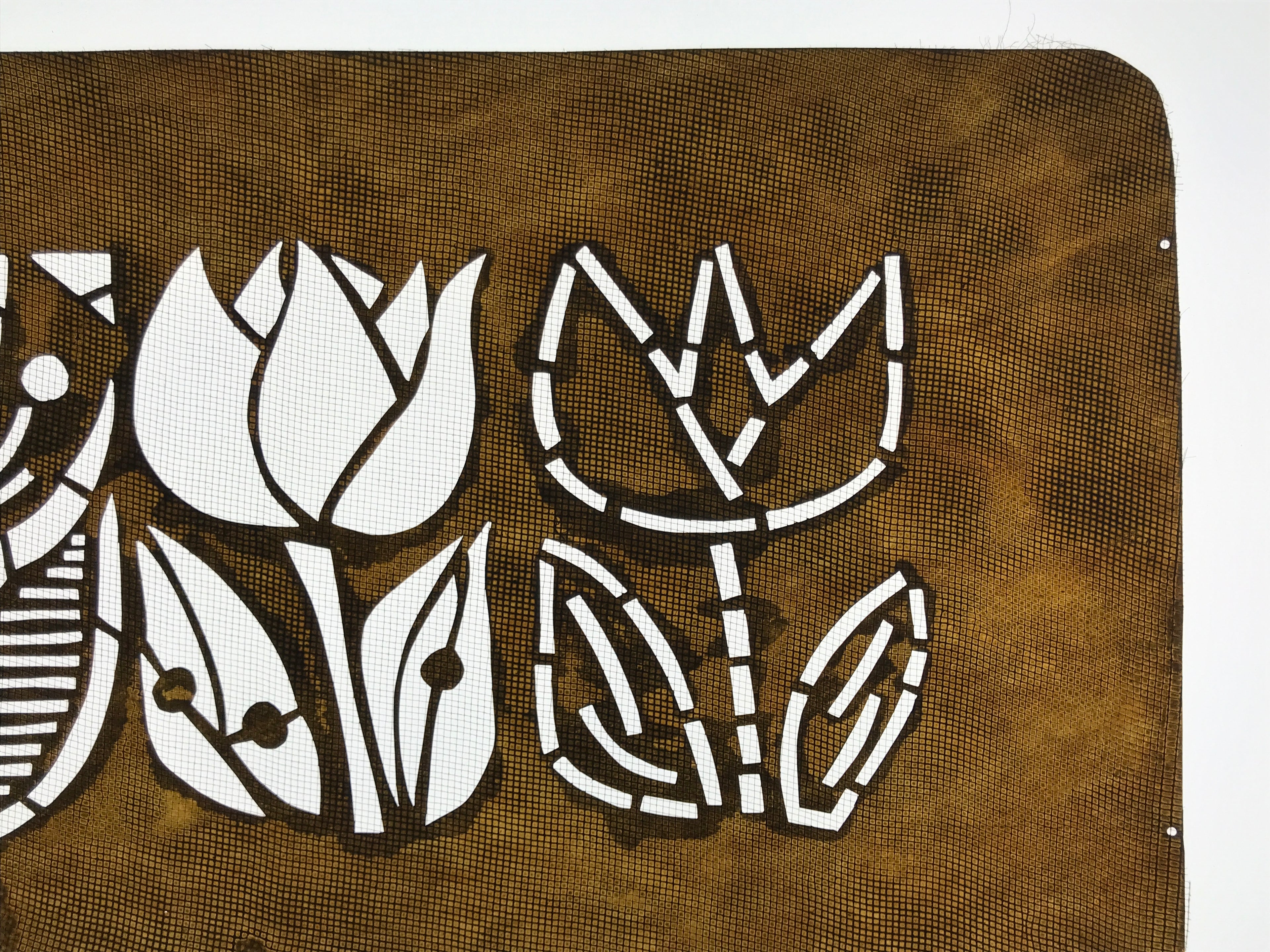 Antique Japanese Katagami Paper Kimono Stencil Katazome Tulip Flower Design A772