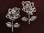 Antique Japanese Katagami Paper Kimono Stencil Katazome Two Roses Bara A797