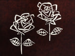 Antique Japanese Katagami Paper Kimono Stencil Katazome Two Roses Bara A797