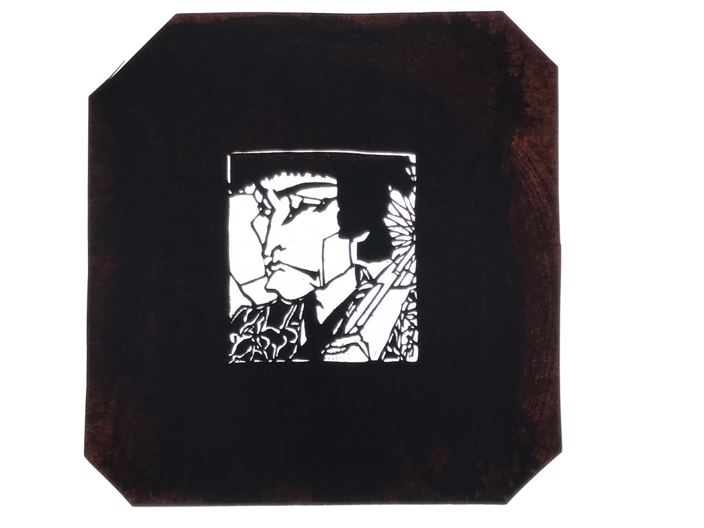Antique Japanese Katagami Paper Kimono Stencil Katazome Ukiyoe Samurai Man A781