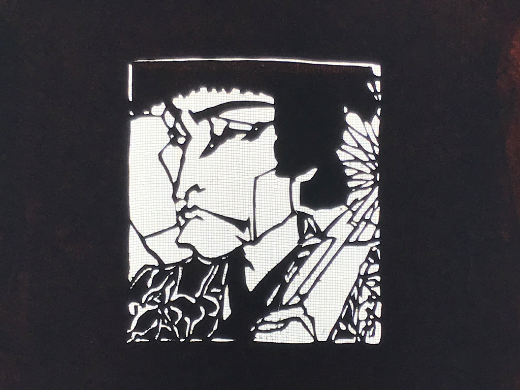 Antique Japanese Katagami Paper Kimono Stencil Katazome Ukiyoe Samurai Man A781