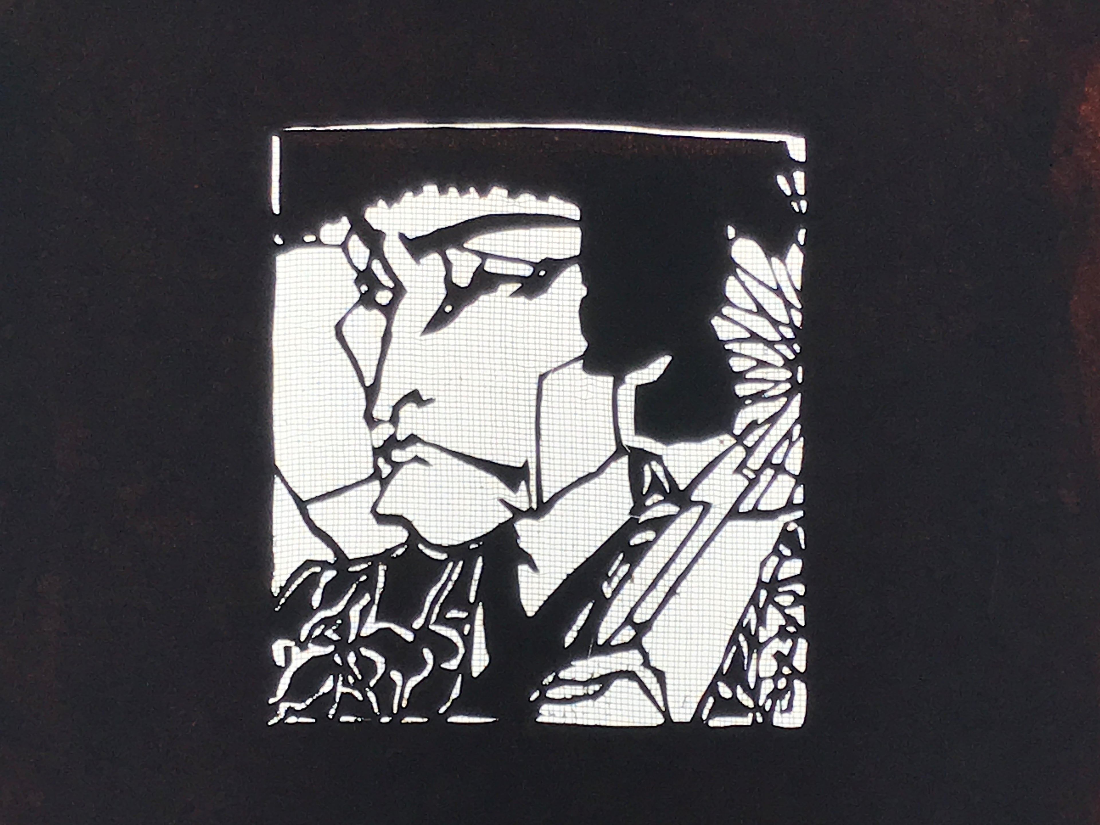 Antique Japanese Katagami Paper Kimono Stencil Katazome Ukiyoe Samurai Man A781