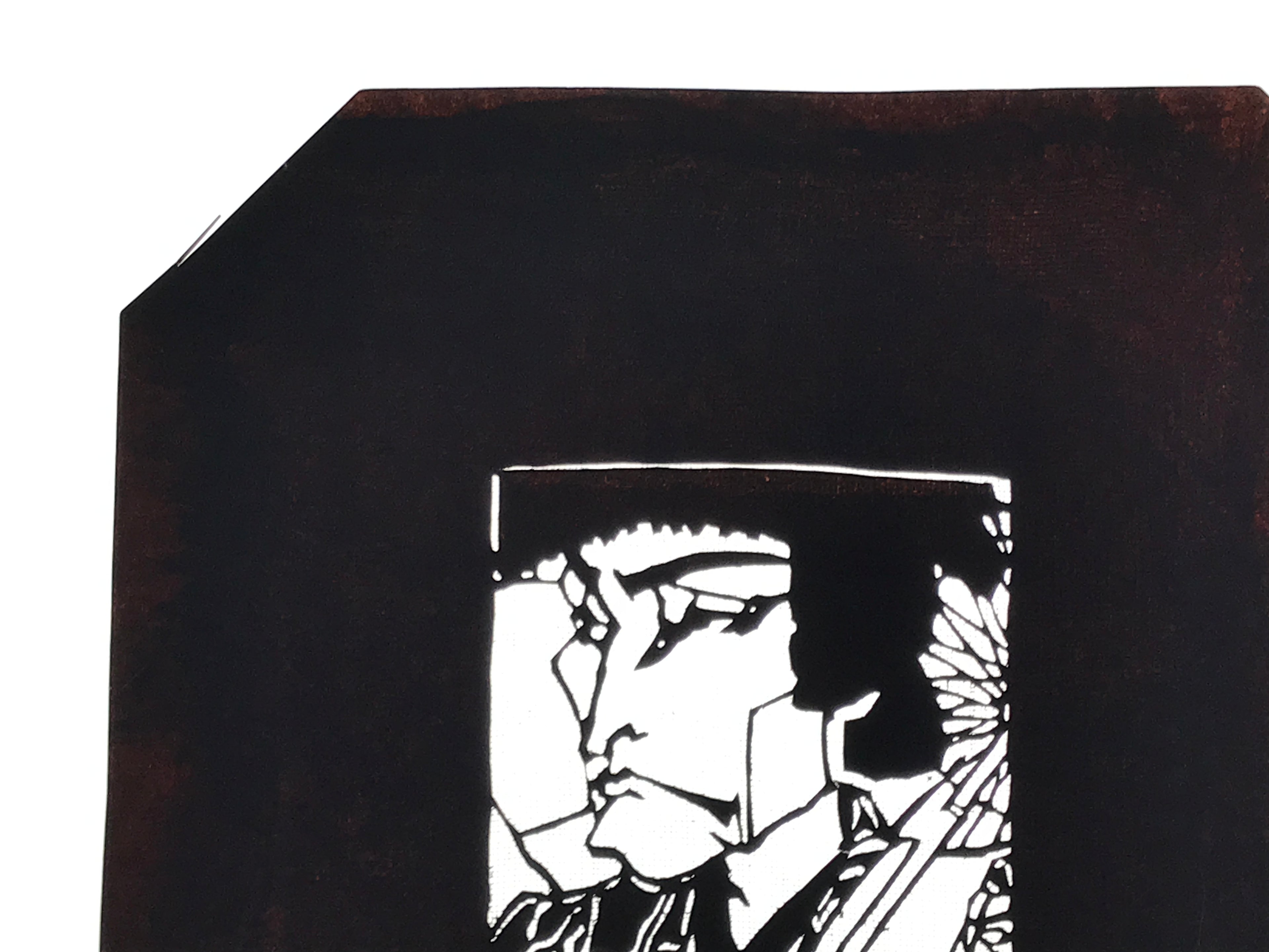 Antique Japanese Katagami Paper Kimono Stencil Katazome Ukiyoe Samurai Man A781