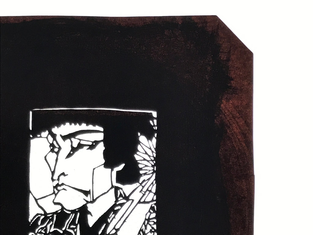 Antique Japanese Katagami Paper Kimono Stencil Katazome Ukiyoe Samurai Man A781