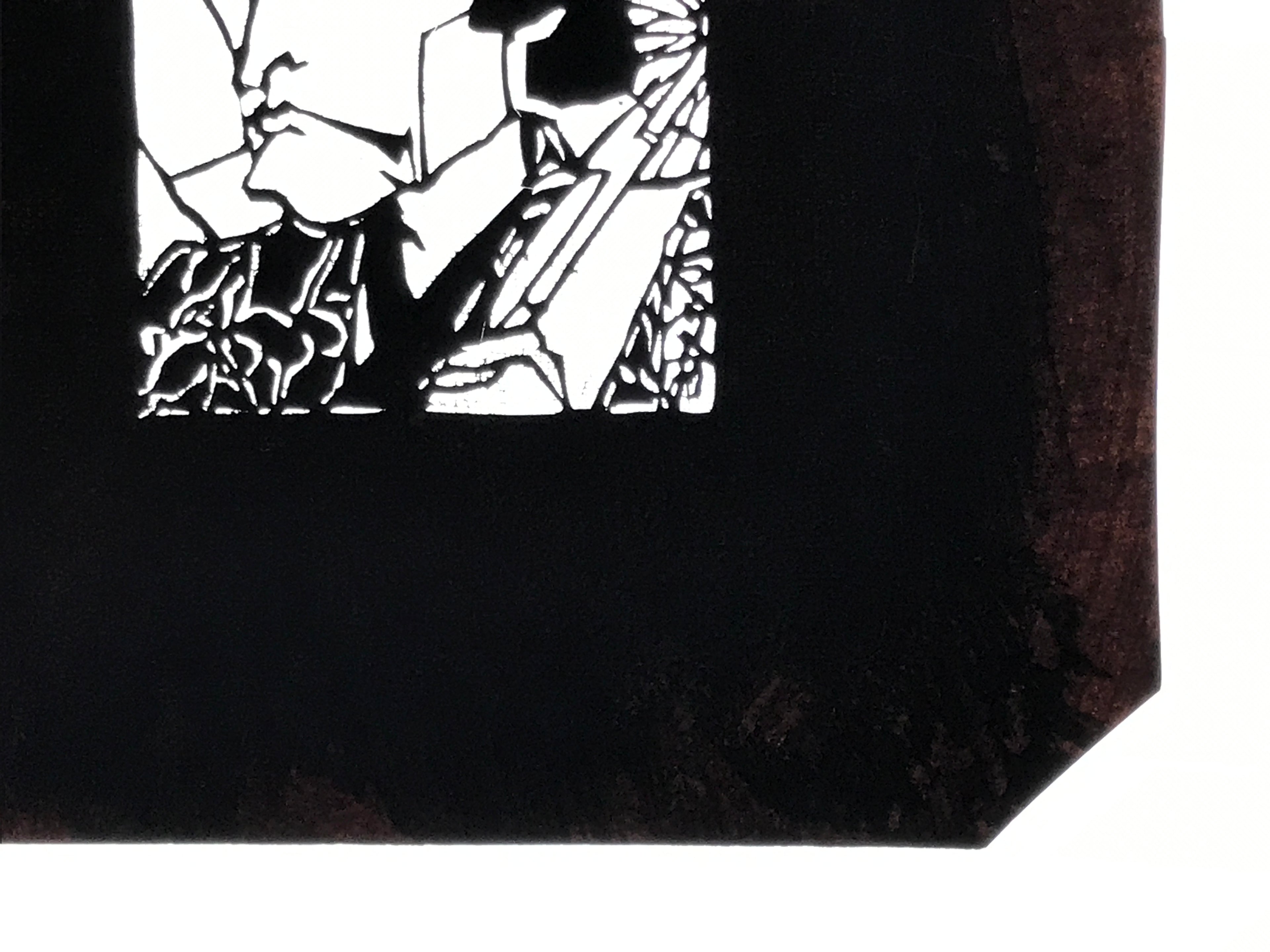 Antique Japanese Katagami Paper Kimono Stencil Katazome Ukiyoe Samurai Man A781