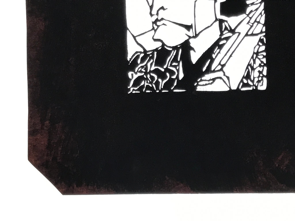 Antique Japanese Katagami Paper Kimono Stencil Katazome Ukiyoe Samurai Man A781