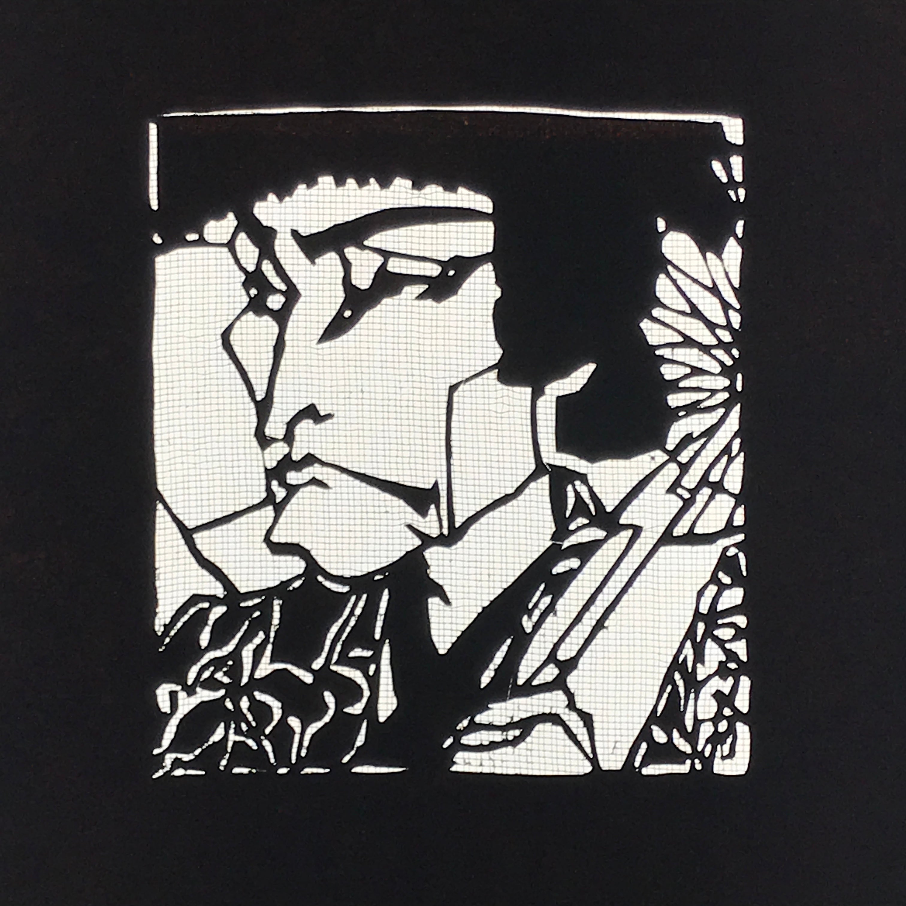 Antique Japanese Katagami Paper Kimono Stencil Katazome Ukiyoe Samurai Man A781
