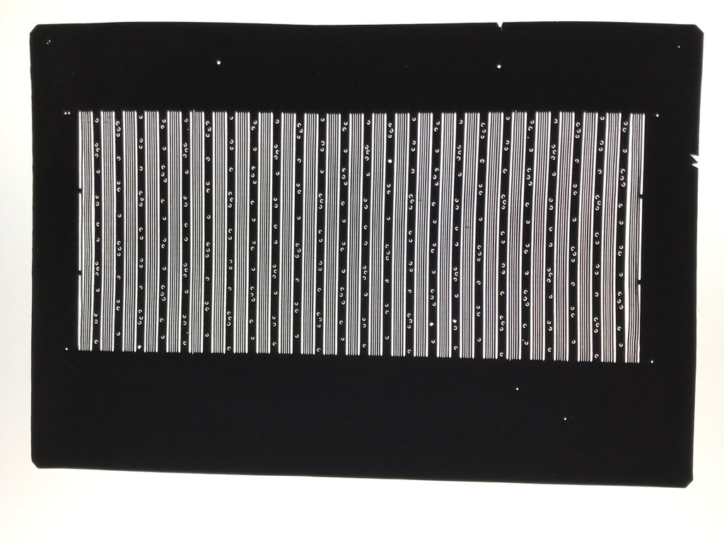 Antique Japanese Katagami Paper Kimono Stencil Katazome Vertical Stripes A884