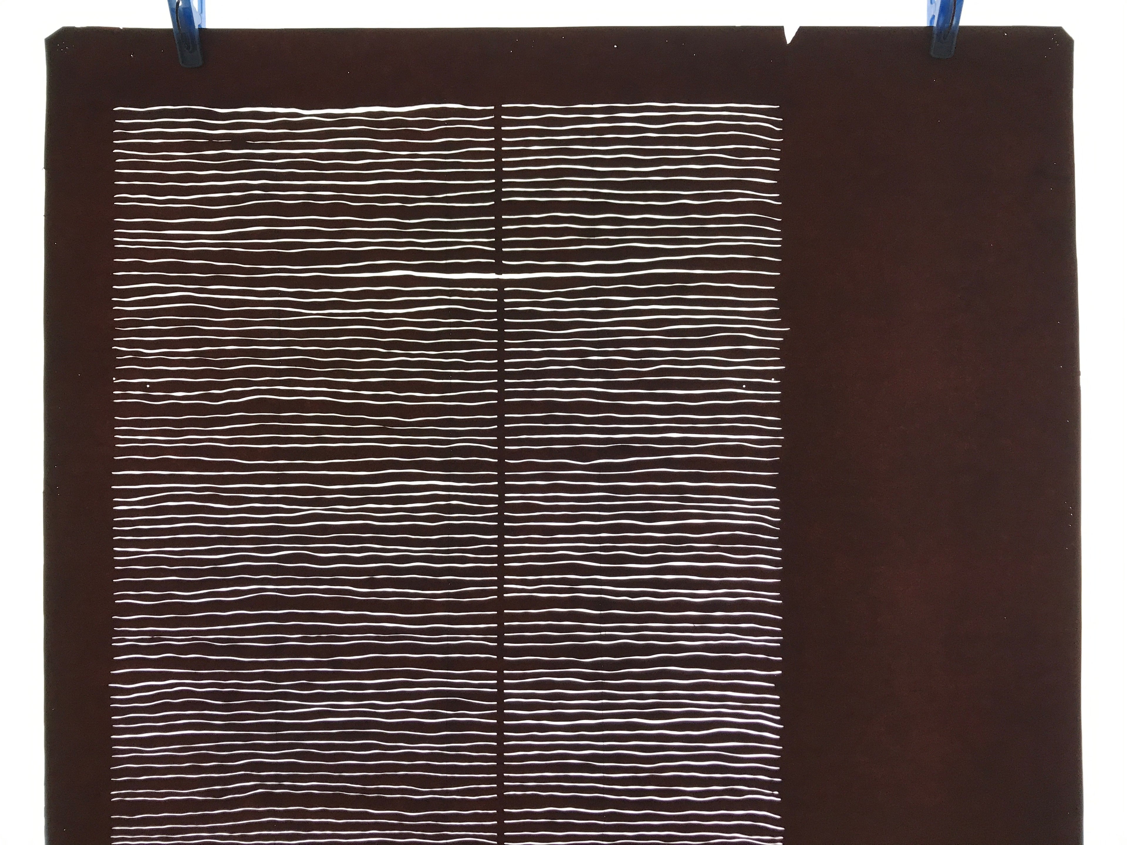 Antique Japanese Katagami Paper Kimono Stencil Katazome Wavy Stripe Pattern C897