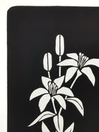 Antique Japanese Katagami Paper Kimono Stencil Katazome Yuri Lily Flowers A775
