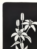 Antique Japanese Katagami Paper Kimono Stencil Katazome Yuri Lily Flowers A775
