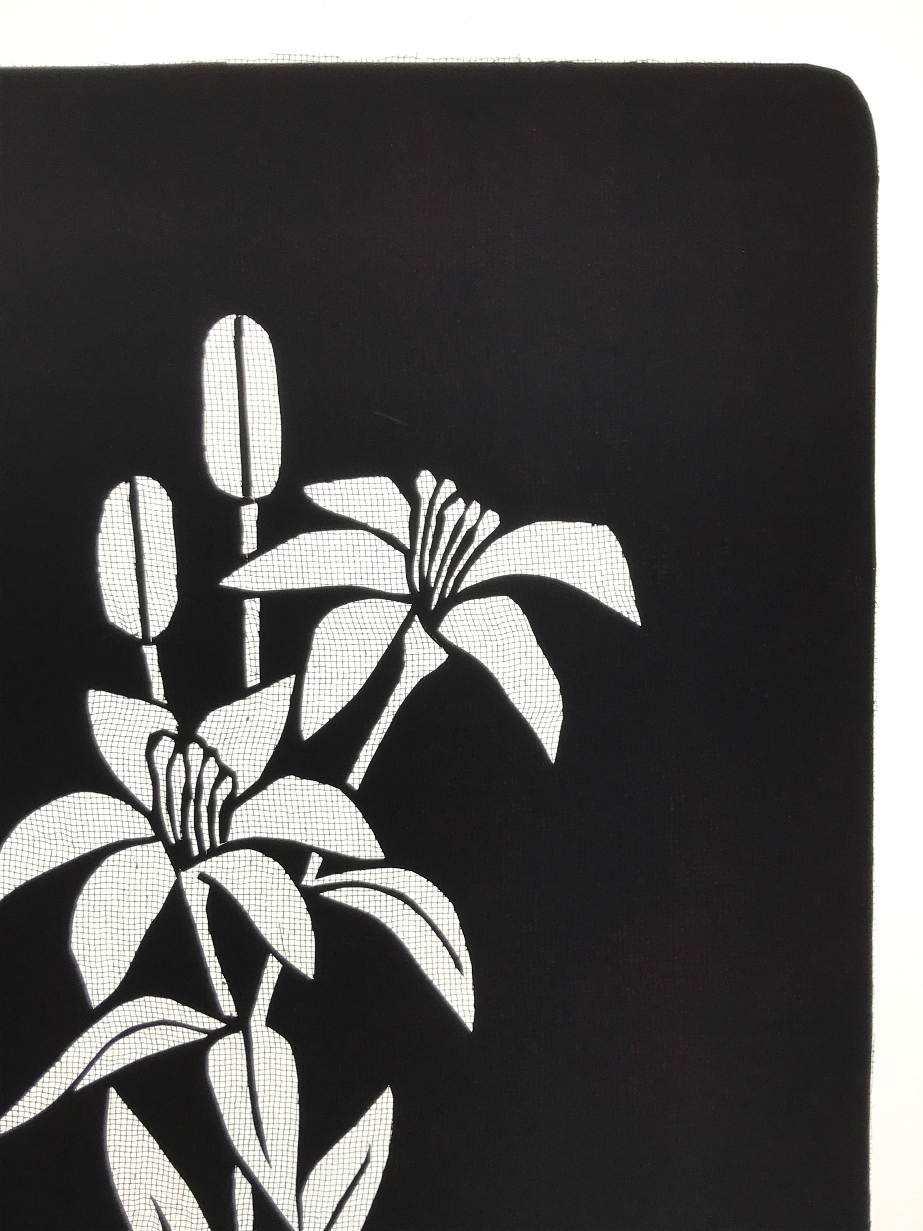 Antique Japanese Katagami Paper Kimono Stencil Katazome Yuri Lily Flowers A775