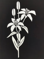 Antique Japanese Katagami Paper Kimono Stencil Katazome Yuri Lily Flowers A775
