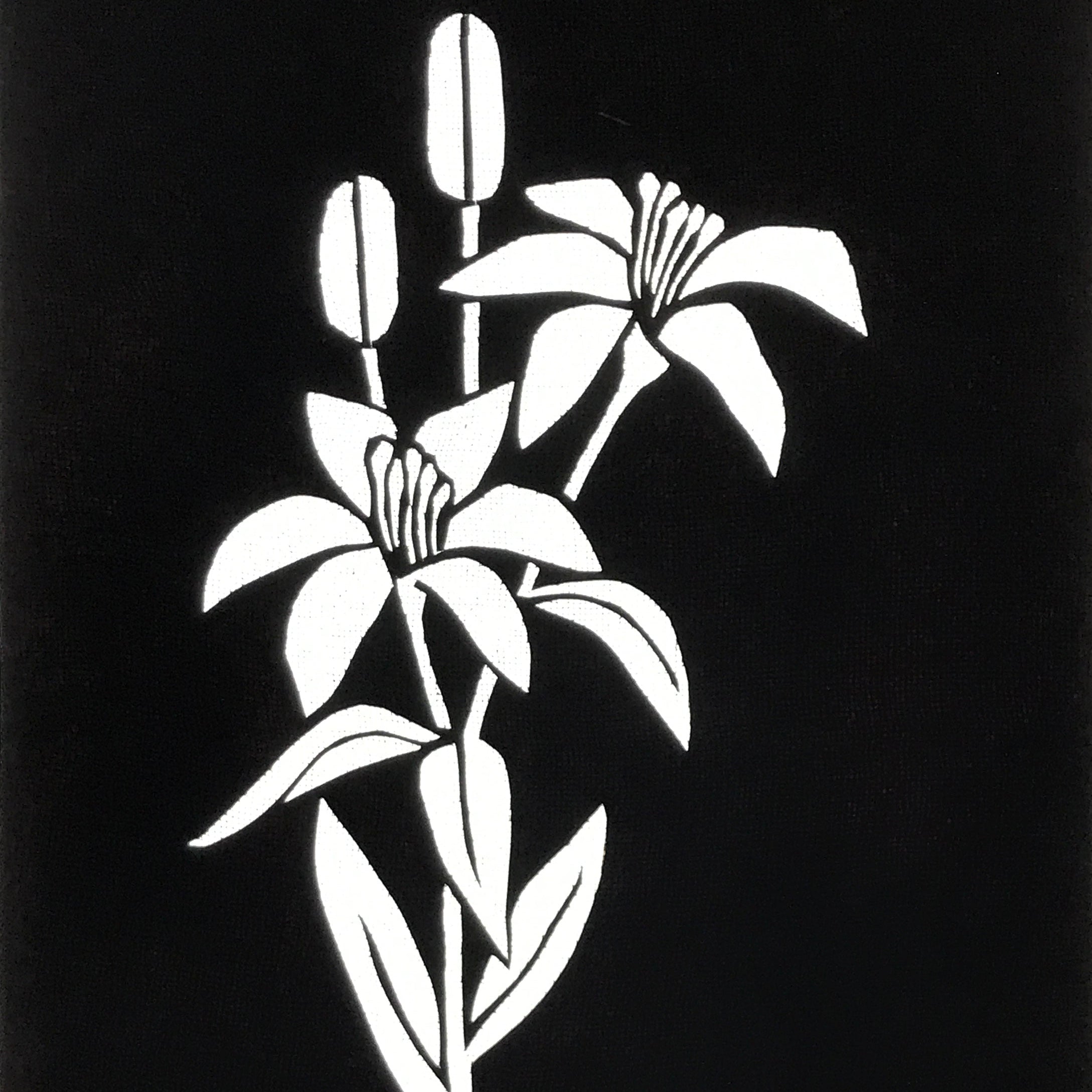 Antique Japanese Katagami Paper Kimono Stencil Katazome Yuri Lily Flowers A775