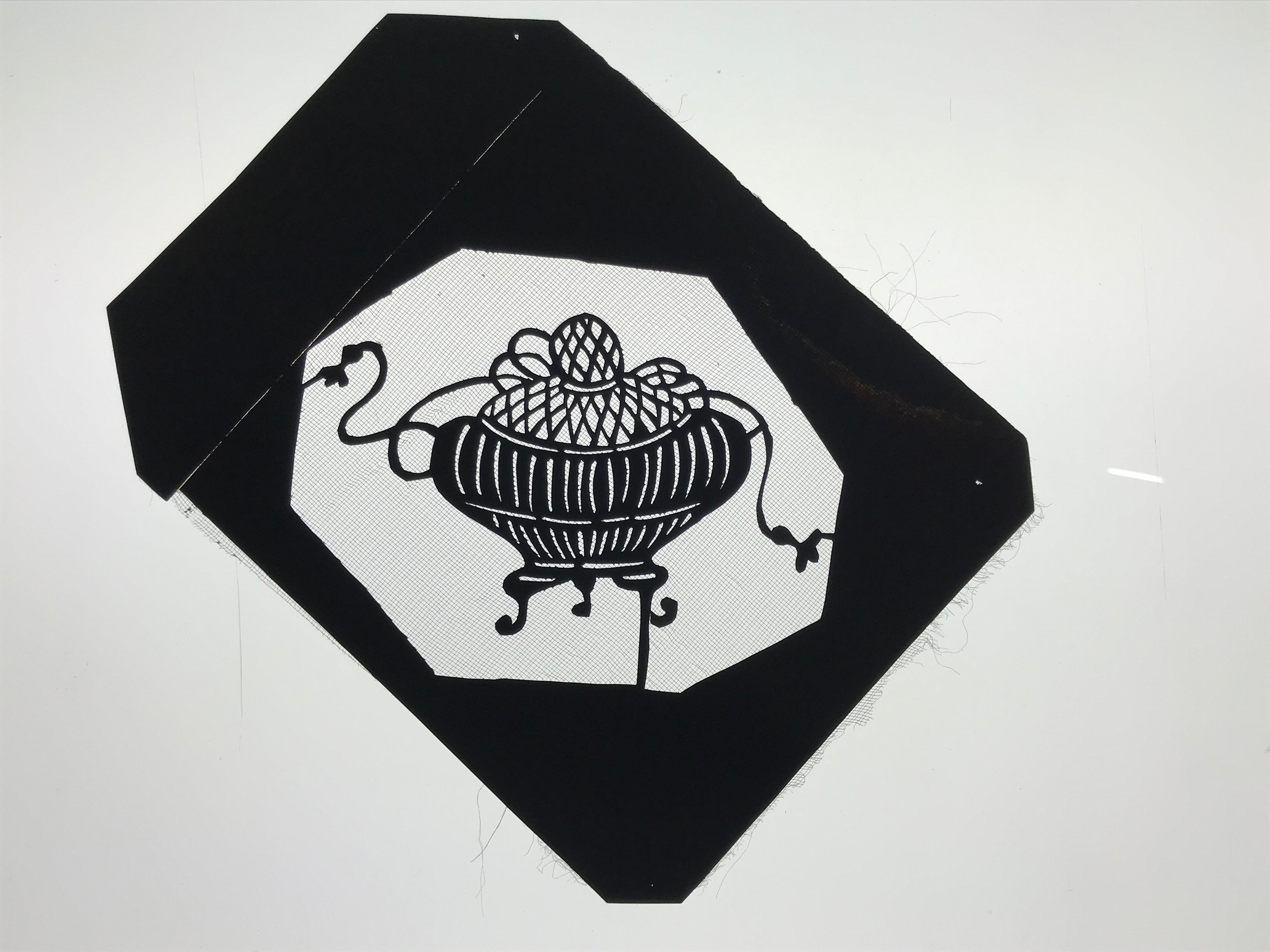 Antique Japanese Katagami Paper Kimono Stencil Koro Incense Burner Design A766