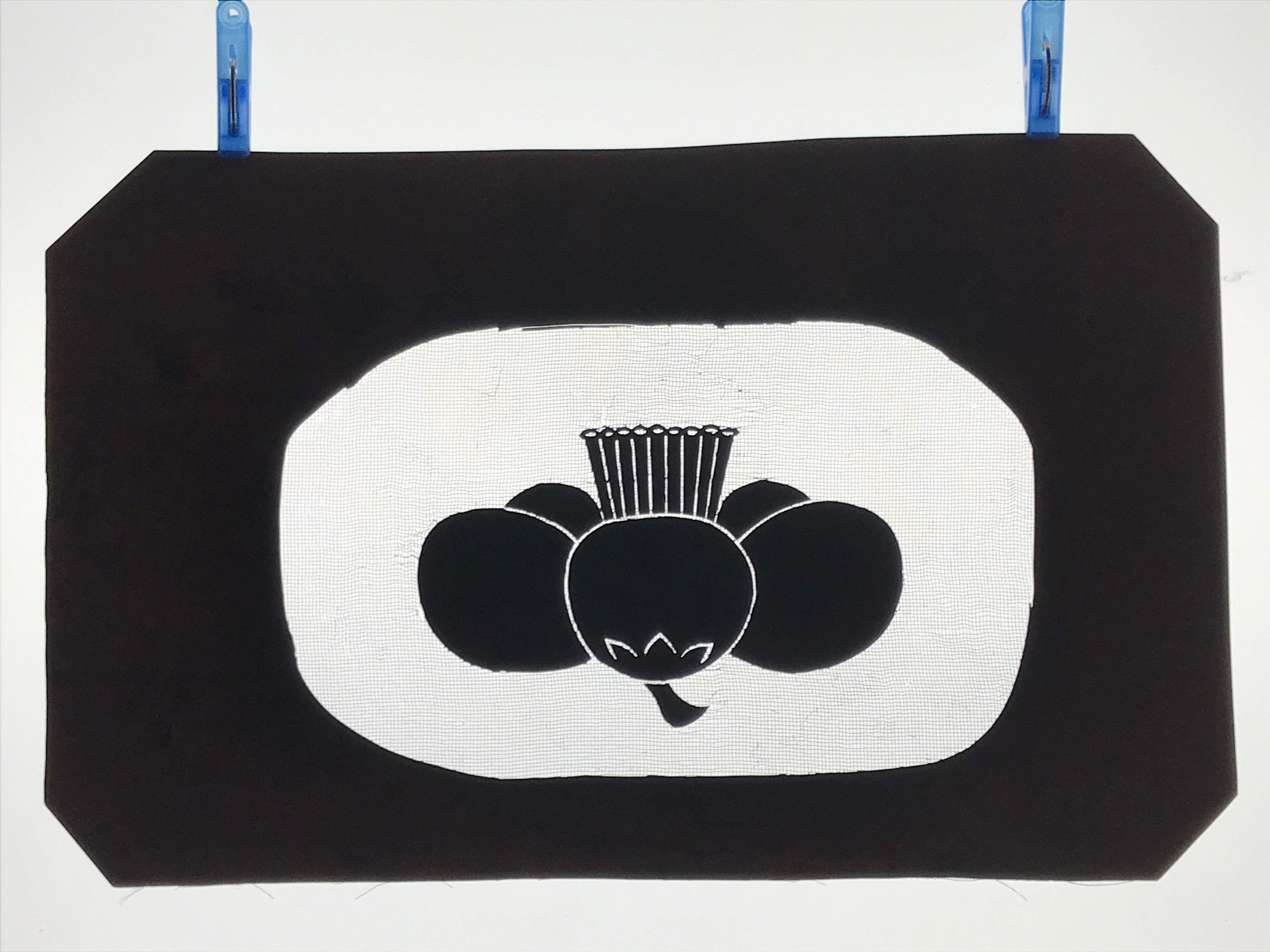 Antique Japanese Katagami Paper Kimono Stencil Ume Plum Blossom Kamon Crest A760