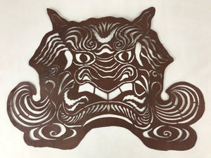 Antique Japanese Katagami Paper Textile Stencil Cutout Shishi Lion Dog FL268