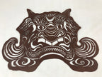 Antique Japanese Katagami Paper Textile Stencil Cutout Shishi Lion Dog FL268