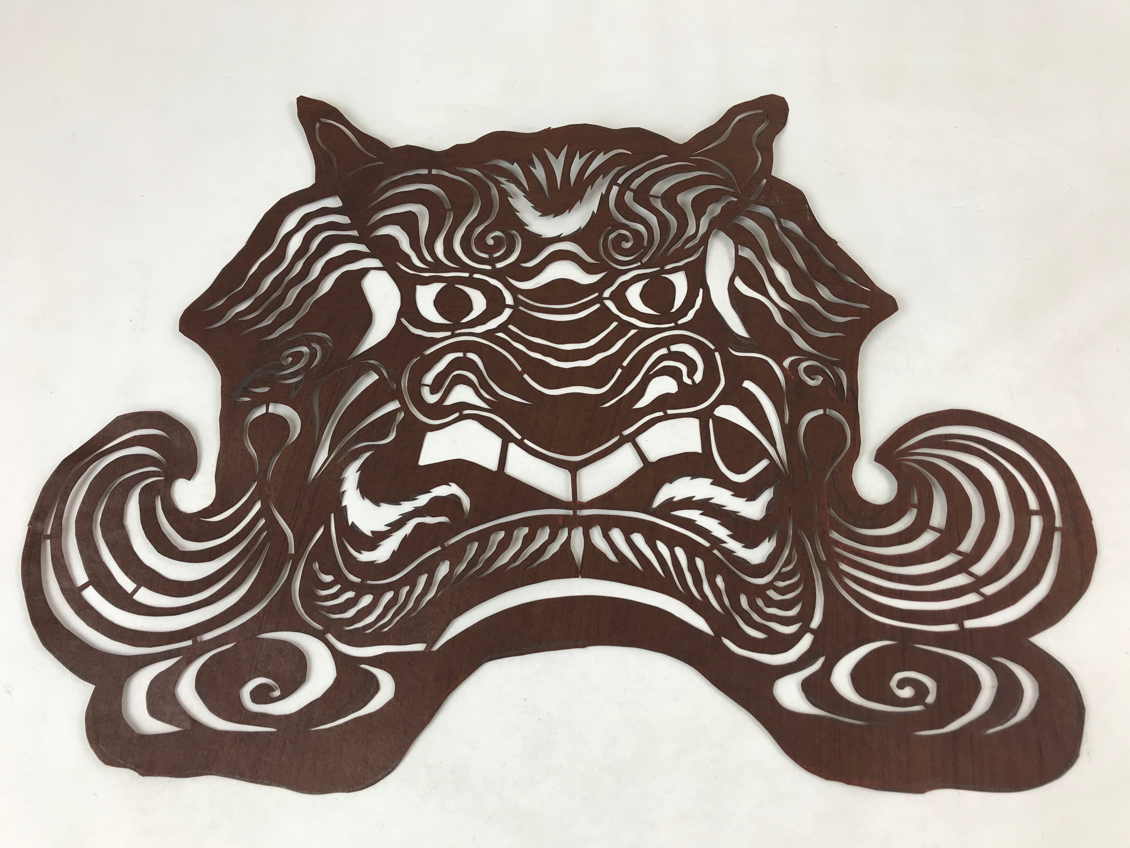Antique Japanese Katagami Paper Textile Stencil Cutout Shishi Lion Dog FL268