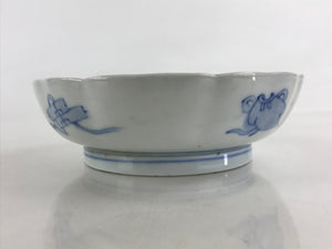 Antique Japanese Koimari Bowl Blue Sometsuke Floral Pattern Shishi Lion PY323