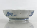 Antique Japanese Koimari Bowl Blue Sometsuke Floral Pattern Shishi Lion PY324