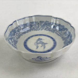 Antique Japanese Koimari Bowl Blue Sometsuke Floral Pattern Shishi Lion PY327