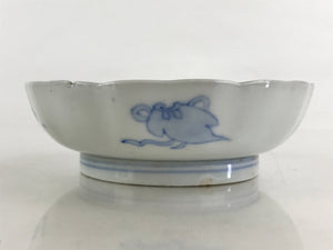 Antique Japanese Koimari Bowl Blue Sometsuke Floral Pattern Shishi Lion PY328