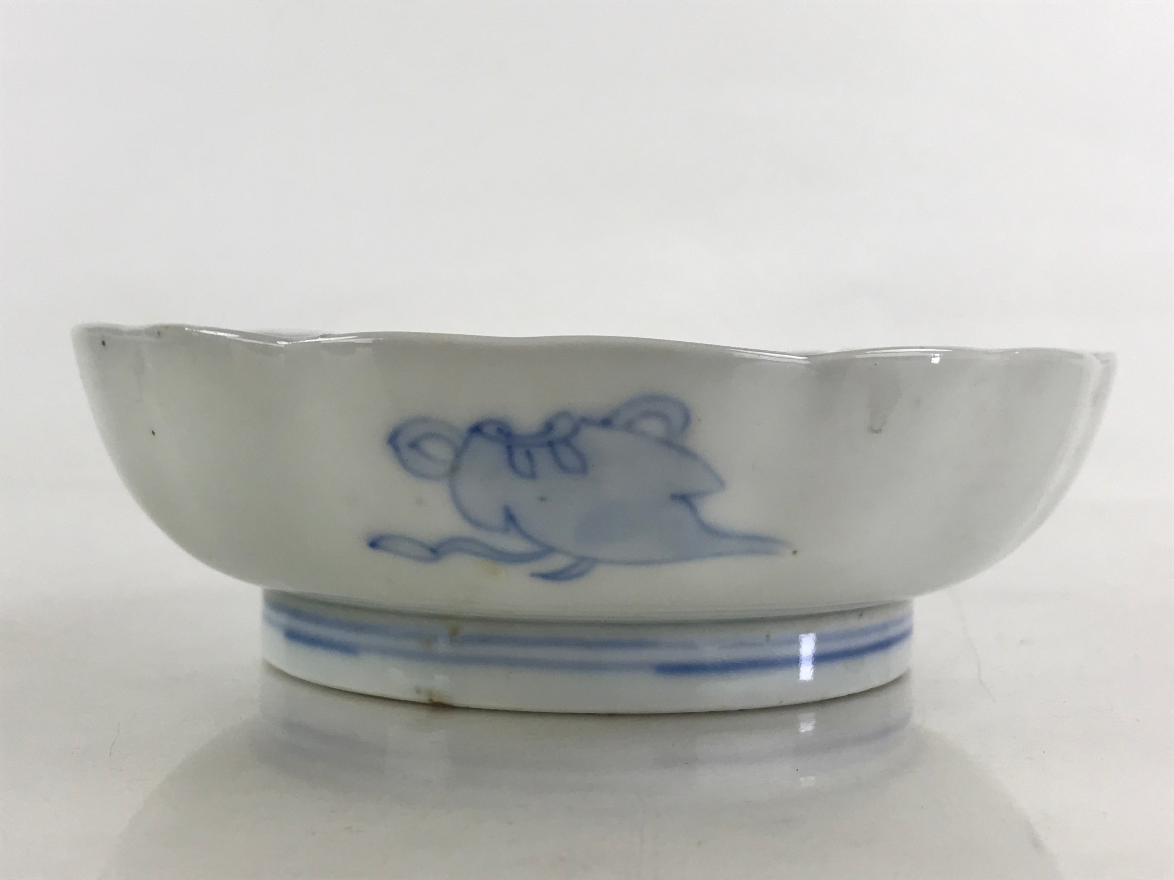 Antique Japanese Koimari Bowl Blue Sometsuke Floral Pattern Shishi Lion PY328