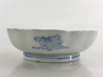 Antique Japanese Koimari Bowl Blue Sometsuke Floral Pattern Shishi Lion PY328