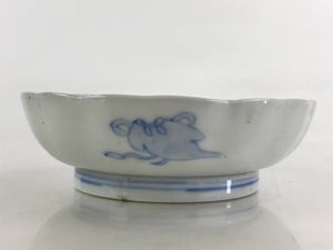 Antique Japanese Koimari Bowl Blue Sometsuke Floral Pattern Shishi Lion PY328