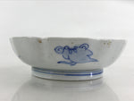 Antique Japanese Koimari Bowl Blue Sometsuke Floral Pattern Shishi Lion PY330