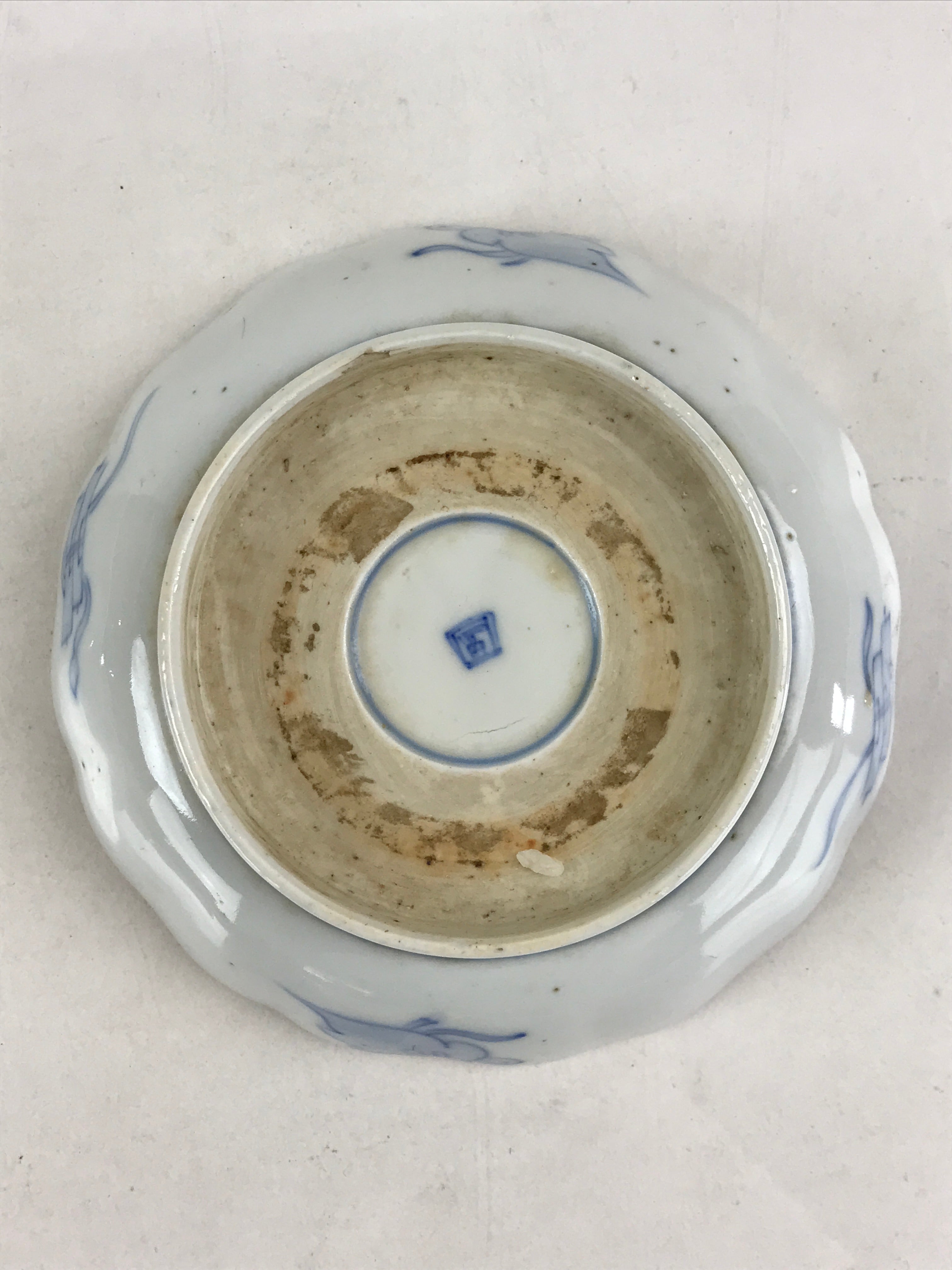 Antique Japanese Koimari Bowl Blue Sometsuke Floral Pattern Shishi Lion PY332