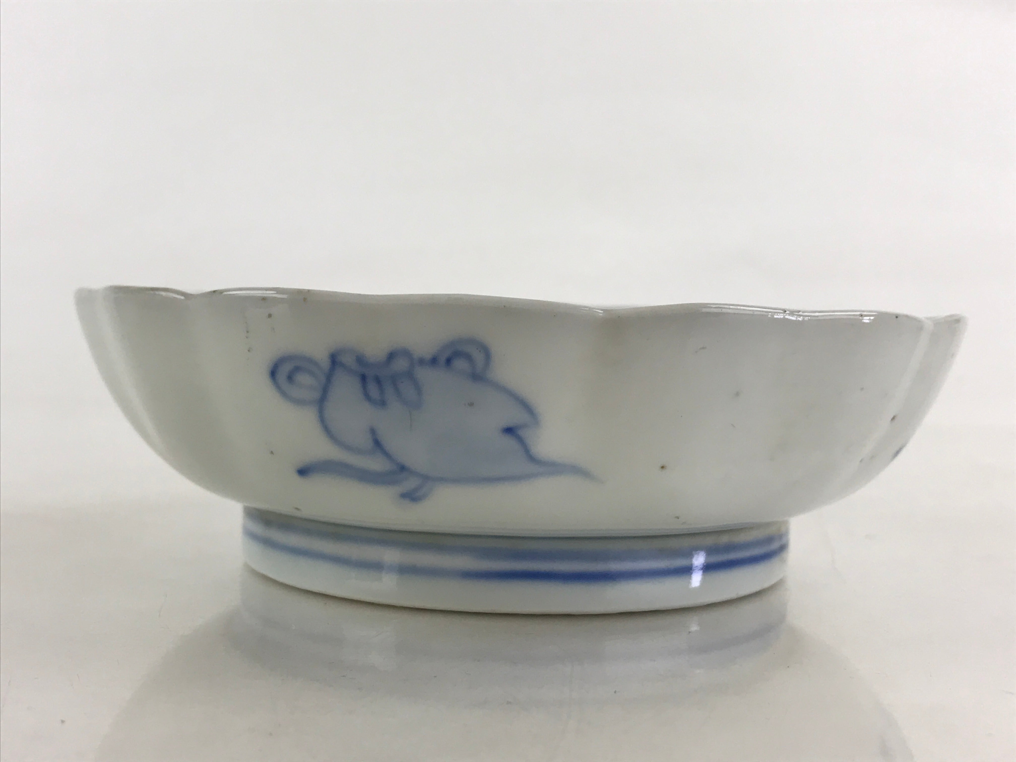 Antique Japanese Koimari Bowl Blue Sometsuke Floral Pattern Shishi Lion PY332