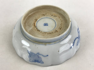 Antique Japanese Koimari Bowl Blue Sometsuke Floral Pattern Shishi Lion PY333