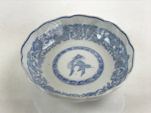 Antique Japanese Koimari Bowl Blue Sometsuke Floral Pattern Shishi Lion PY335