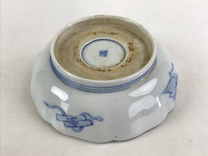 Antique Japanese Koimari Bowl Blue Sometsuke Floral Pattern Shishi Lion PY337