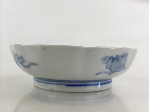 Antique Japanese Koimari Bowl Blue Sometsuke Floral Pattern Shishi Lion PY337