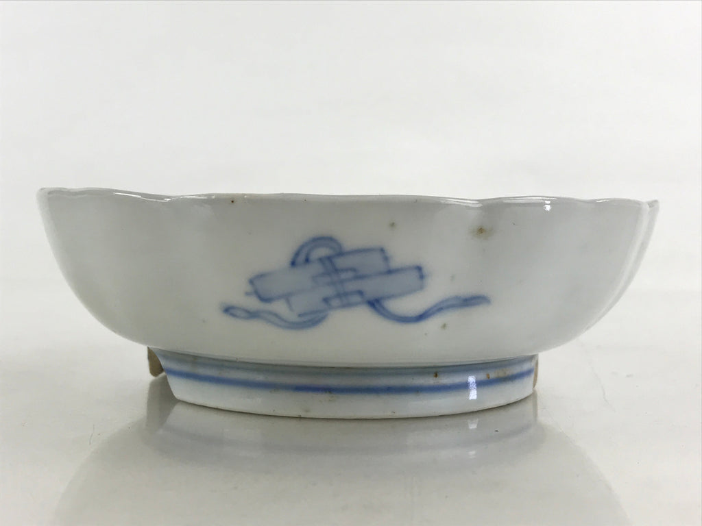 Antique Japanese Koimari Bowl Blue Sometsuke Floral Pattern Shishi Lion PY341