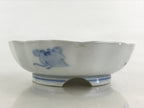 Antique Japanese Koimari Bowl Blue Sometsuke Floral Pattern Shishi Lion PY341