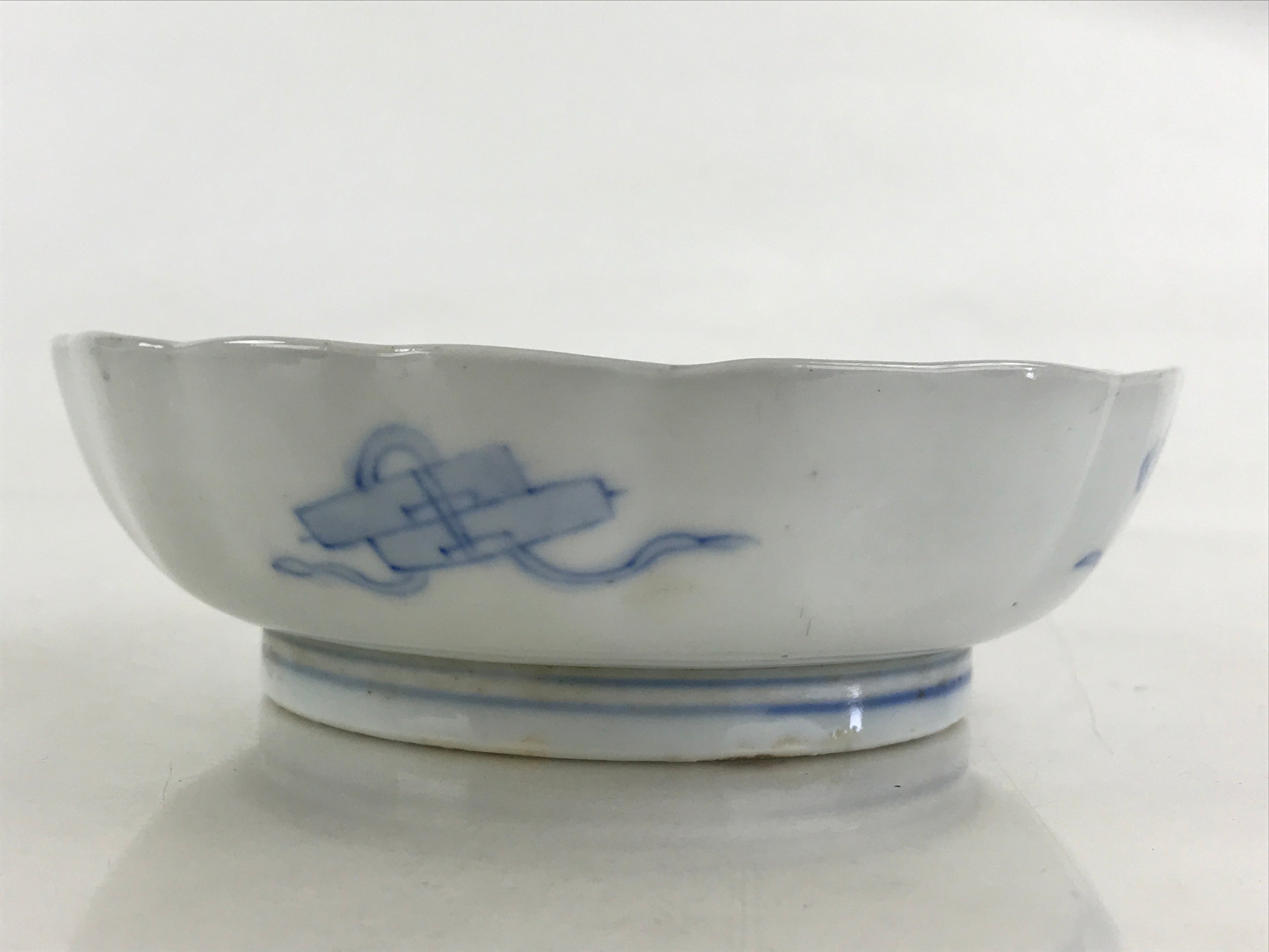 Antique Japanese Koimari Bowl Blue Sometsuke Floral Pattern Shishi Lion PY341
