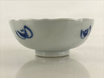 Antique Japanese Koimari Bowl Hachi Blue Sometsuke Leaves Flower Wavy Edge PY350