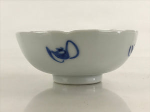 Antique Japanese Koimari Bowl Hachi Blue Sometsuke Leaves Flower Wavy Edge PY350